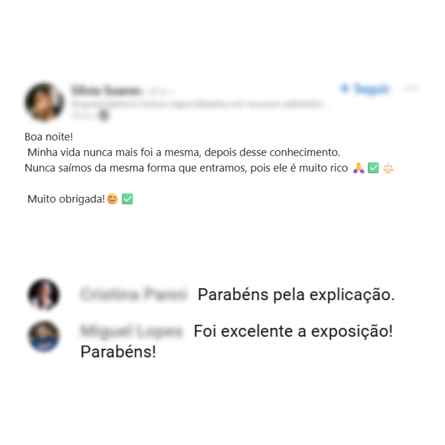 Depoimento e comentários elogiando a explicação e a exposição do workshop